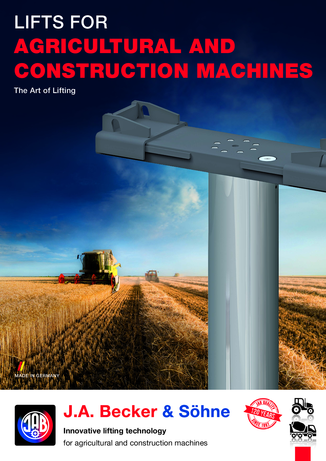 PDF-Vorschaubild mit einem hydraulischen Hebesystem im Einsatz auf einem Feld mit landwirtschaftlichen Maschinen